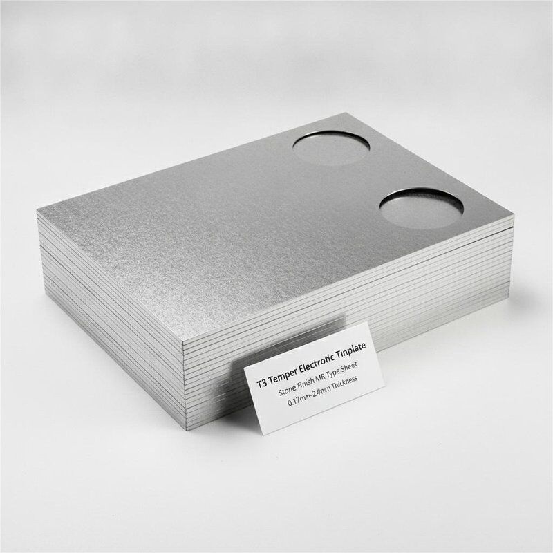 T3 Temper Electrolytic Tinplate Stone Finish MR Type Sheet for Round Food Can Closure Lid 0.17mm-0.24mm Thickness